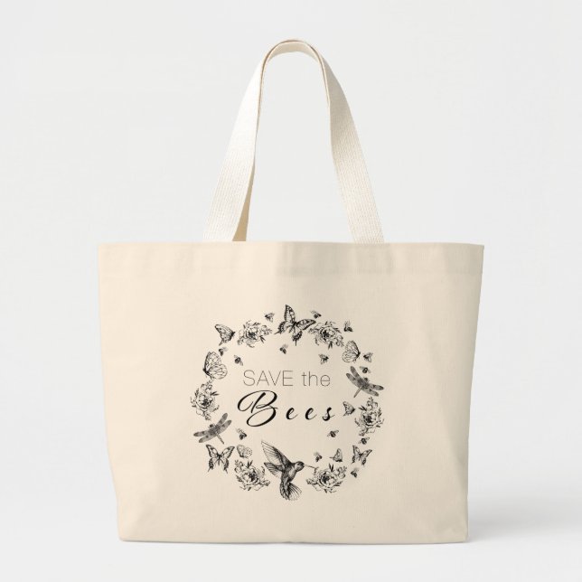 Das Design der Bienen-Jumbo-Tasche in Schwarz gere Jumbo Stoffbeutel (Vorne)
