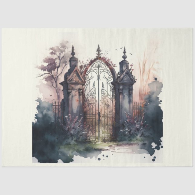 Das Design der Gothic Friedhof Gate Serie 3 Seidenpapier (Vorderseite)