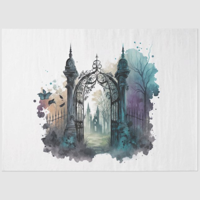 Das Design der Gothic Friedhof Gate Serie 4 Seidenpapier (Vorderseite)