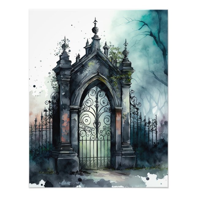 Das Design der gotischen Friedhof Gate Serie 11 Fotodruck (Vorne)