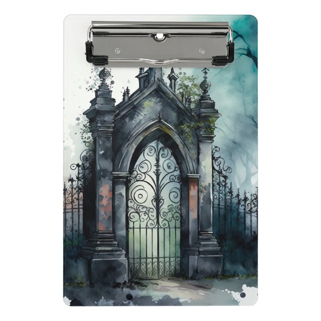 Das Design der gotischen Friedhof Gate Serie 11 Mini Klemmbrett (Vorderseite)