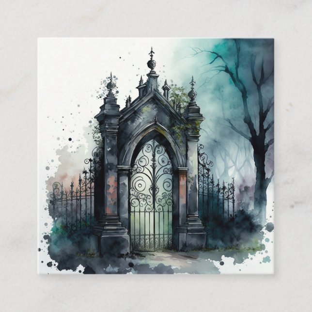 Das Design der gotischen Friedhof Gate Serie 11 Quadratische Visitenkarte (Vorderseite)