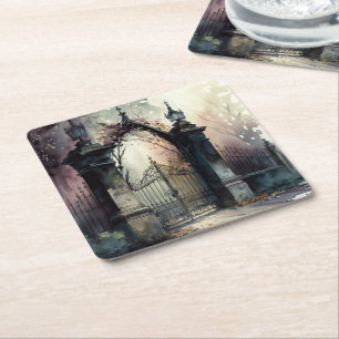 Das Design der gotischen Friedhof Gate Serie 12 Rechteckiger Pappuntersetzer