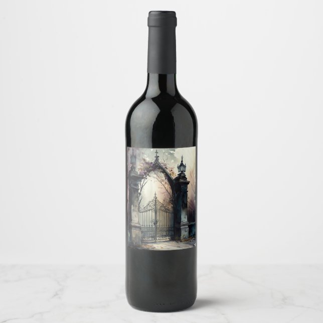 Das Design der gotischen Friedhof Gate Serie 12 Weinetikett (Vorderseite)