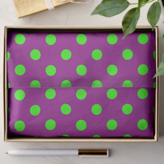 Das Design der Lila Polka-Dots ist grün Seidenpapier (Von Creator hochgeladen)