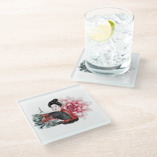 Das Design der Okinawa-Serie 36 Glasuntersetzer (Schrägansicht)