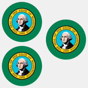 Das Design der Staatsflagge in Washington Etiketten