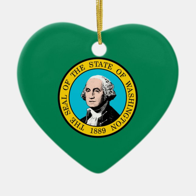 Das Design der Staatsflagge in Washington Keramik Ornament (Vorne)