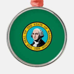 Das Design der Staatsflagge in Washington Ornament Aus Metall