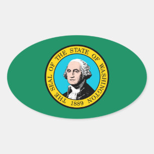 Das Design der Staatsflagge in Washington Ovaler Aufkleber