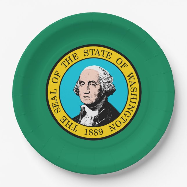 Das Design der Staatsflagge in Washington Pappteller (Vorderseite)