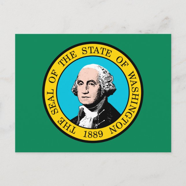 Das Design der Staatsflagge in Washington Postkarte (Vorderseite)