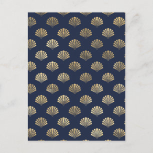 Das Design der Vintagen Art Deco Blume von Gold un Postkarte