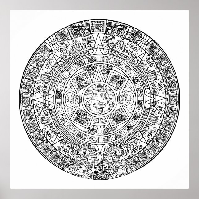 Das Design des aztec Sun Calendar Circle Stone Poster (Vorne)