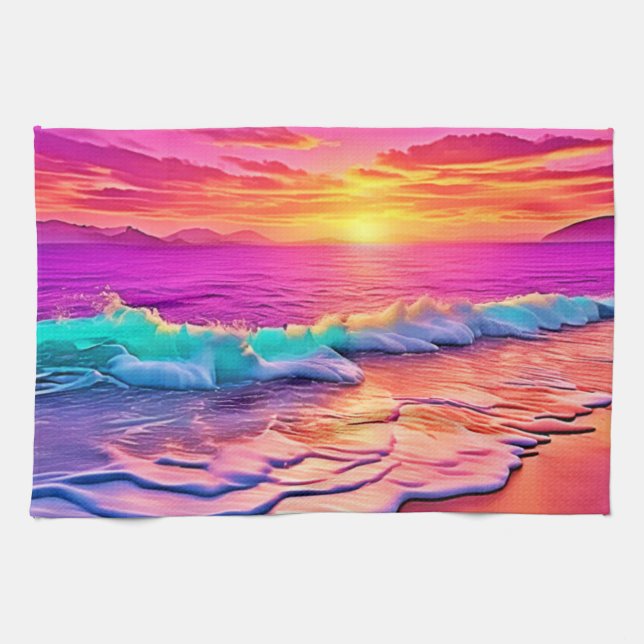 Das Design des Sonnenuntergangs Geschirrtuch (Horizontal)