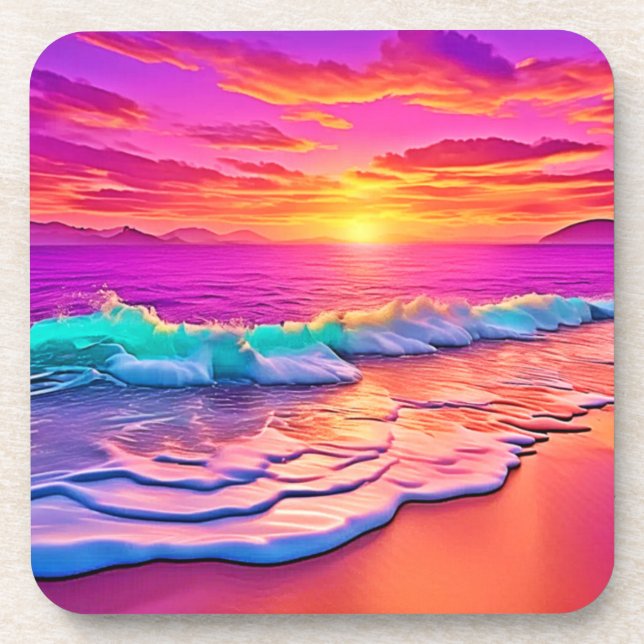 Das Design des Sonnenuntergangs Getränkeuntersetzer (Vorderseite)