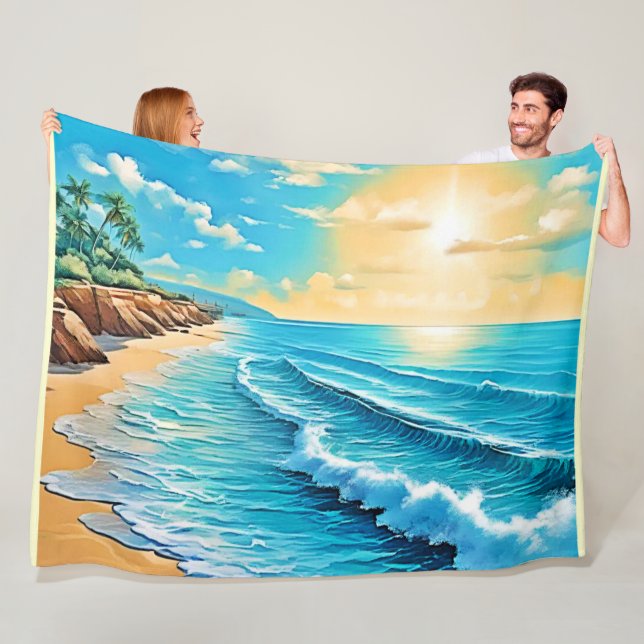 Das Design des Sunlit Beach Waves Fleecedecke (Beispiel)