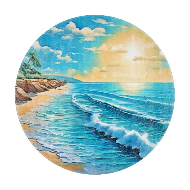 Das Design des Sunlit Beach Waves Schneidebrett (Vorderseite)