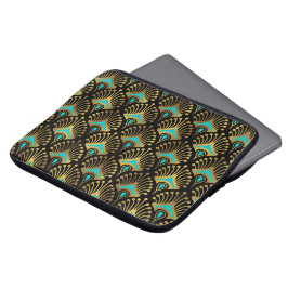 Das Design ist in Gold und Blau gehalten Laptopschutzhülle