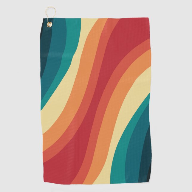 Das Design von mehrfarbigen Retrowellen Golfhandtuch (Vorderseite)