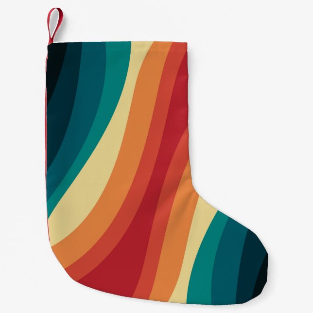 Das Design von mehrfarbigen Retrowellen Kleiner Weihnachtsstrumpf (Vorderseite)