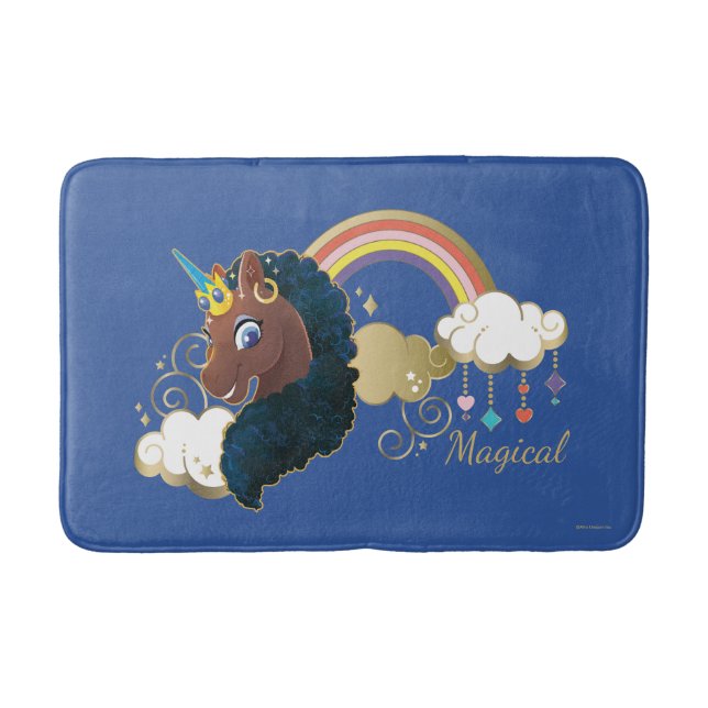 Das Design von Regenbogen und Wolken im Einhorn Badematte (Vorderseite)