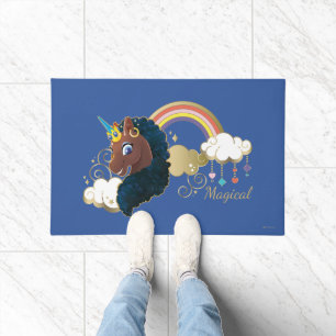 Das Design von Regenbogen und Wolken im Einhorn Fußmatte