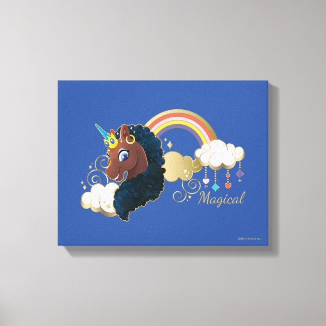 Das Design von Regenbogen und Wolken im Einhorn Leinwanddruck (Vorderseite)