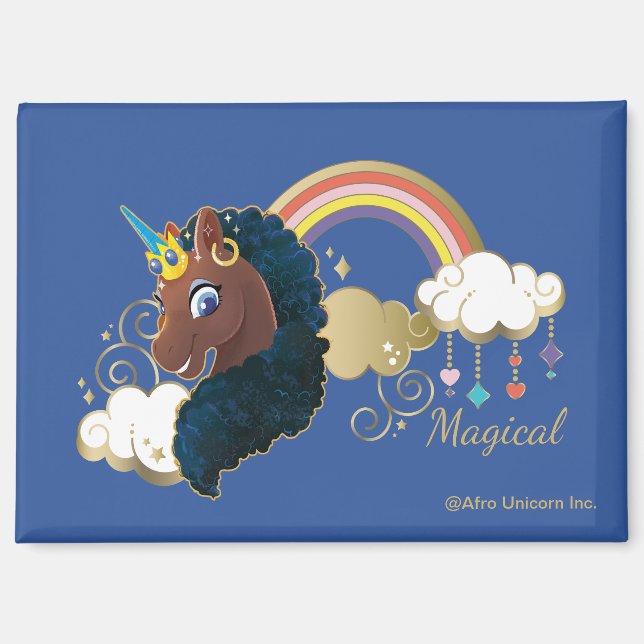 Das Design von Regenbogen und Wolken im Einhorn Magnet (Vorderseite)