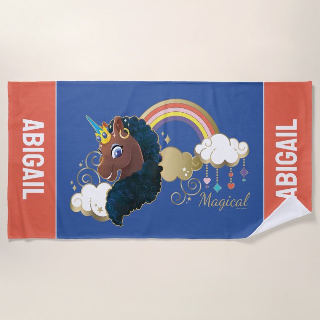 Das Design von Regenbogen und Wolken im Einhorn Strandtuch (Vorderseite)