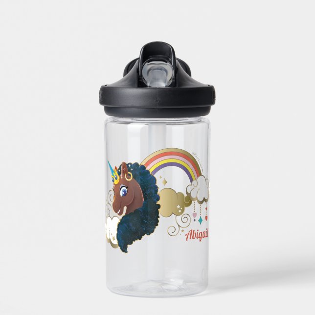 Das Design von Regenbogen und Wolken im Einhorn Trinkflasche (Vorne)