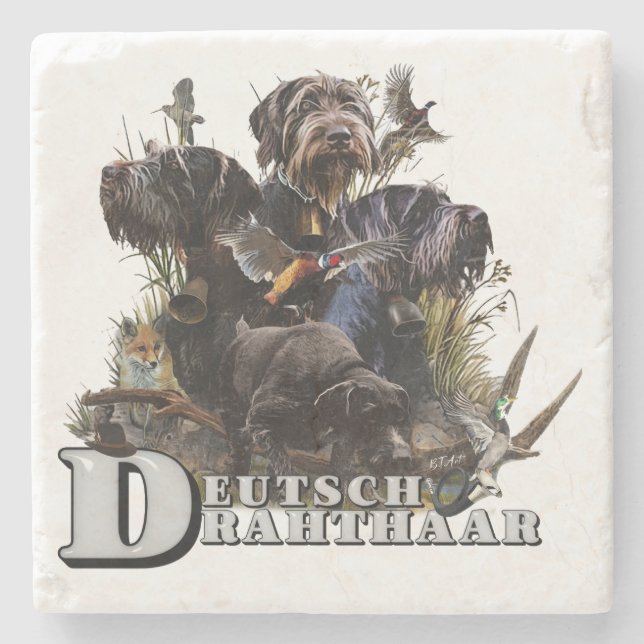 Das deutsche Drahthaar Pointer Steinuntersetzer (Vorderseite)