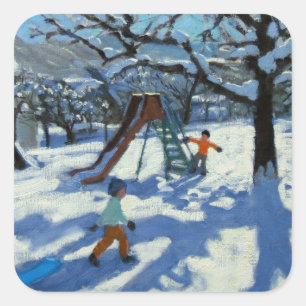 Das Dia im Winter Bourg St Moritz Quadratischer Aufkleber