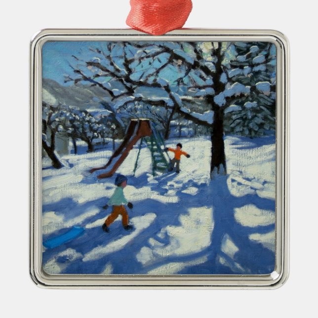 Das Dia im Winter Bourg St Moritz Silbernes Ornament (Vorne)