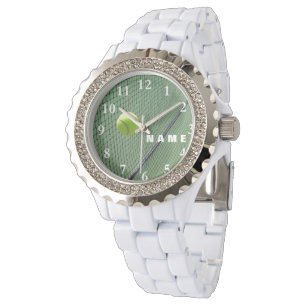 Das diamante de imitación-weiße Email-Uhr der Armbanduhr