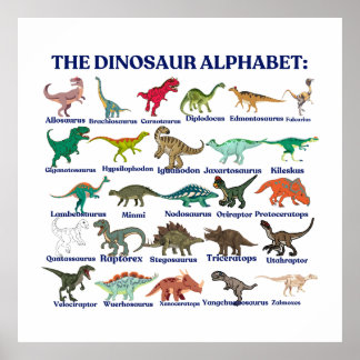 Das Dinosaurier-Alphabet, Dinosaurier und Wissensc Poster