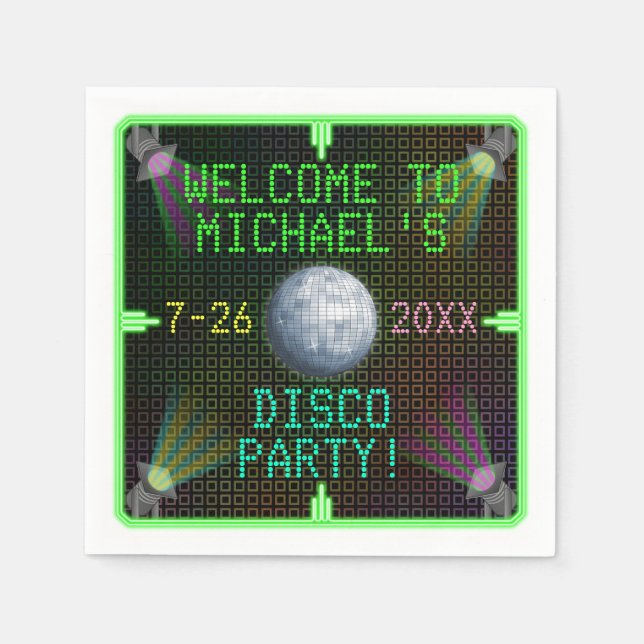 Das Disco-Ball-Party der 70er Jahre Serviette (Vorderseite)