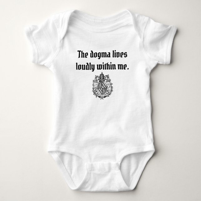 Das Dogma lebt ein lautes Wappen Baby Strampler (Vorderseite)
