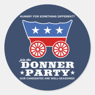 Das Donner Party - hungrig für etwas Runder Aufkleber
