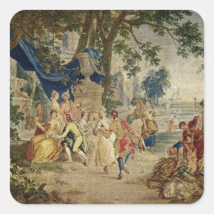 Das Dorf Fete nach D.Teniers Quadratischer Aufkleber