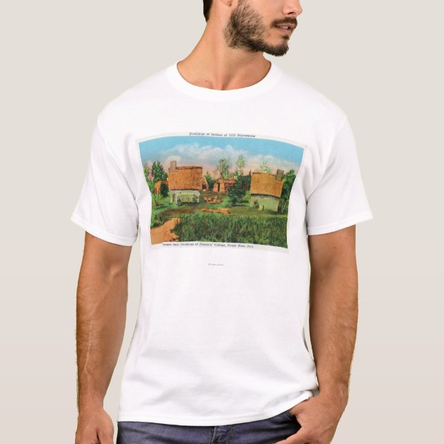 Das Dorf-Szene der Pioniere im Waldfluss-Park # 2 T-Shirt (Vorderseite)
