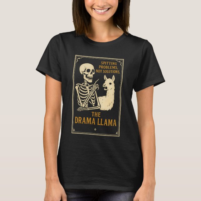 Das Drama Lama Skelett T-Shirt | Lustig Gothic (Vorderseite)