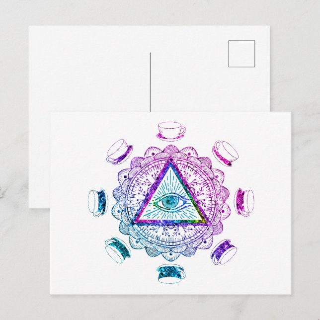 Das dritte Auge sieht den Augapfel-Cup Postkarte (Vorne/Hinten)