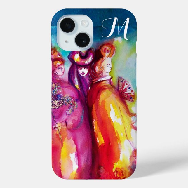 DAS DRITTE MASK-Venezianische Maskenmonogramm iPhone 15 Hülle (Rückseite)