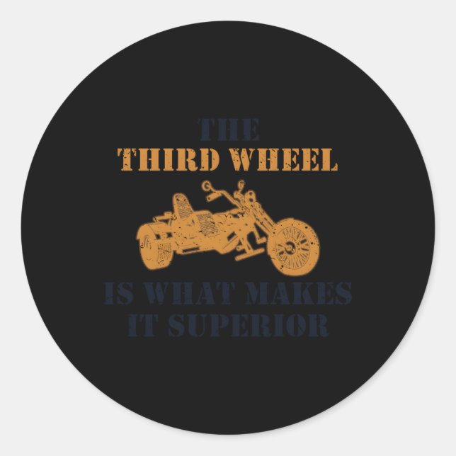 Das dritte Trike-Motorrad-Trike Runder Aufkleber (Vorderseite)