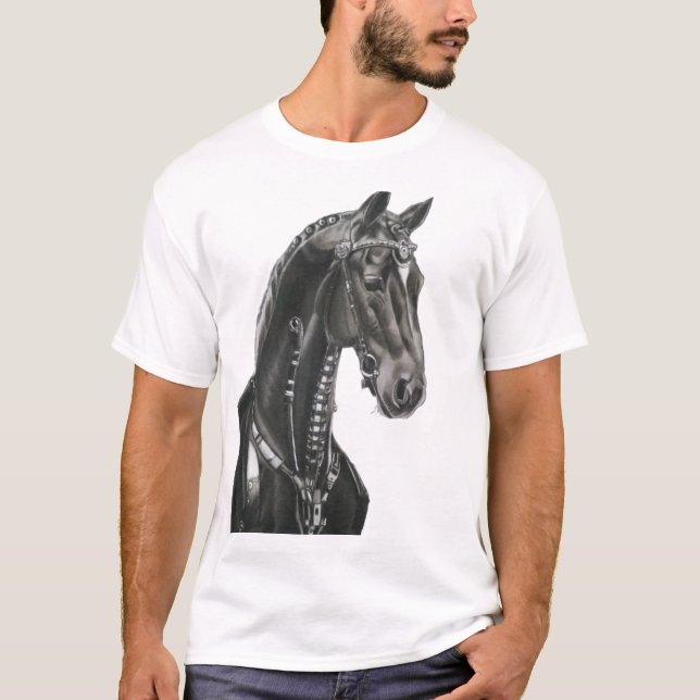 Das Dynamische Schwarze Pferd T-Shirt (Vorderseite)