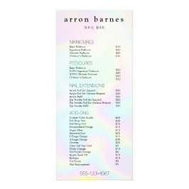 Das einfache Menü "Iridescent Salon Price List Ser