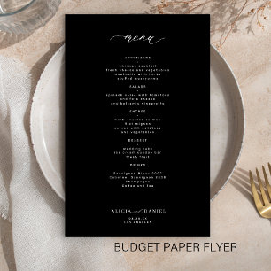 Das einfache Schwarz-Weiß-Hochzeitsmenü Flyer