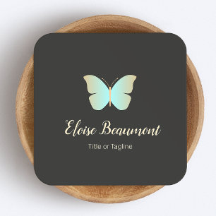 Das einfache türkisfarbene Butterfly-Logo Quadratische Visitenkarte