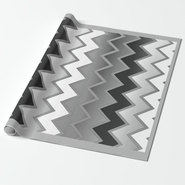 Das einfache ZigZag-Monochrom Geschenkpapier (Ungerollt)